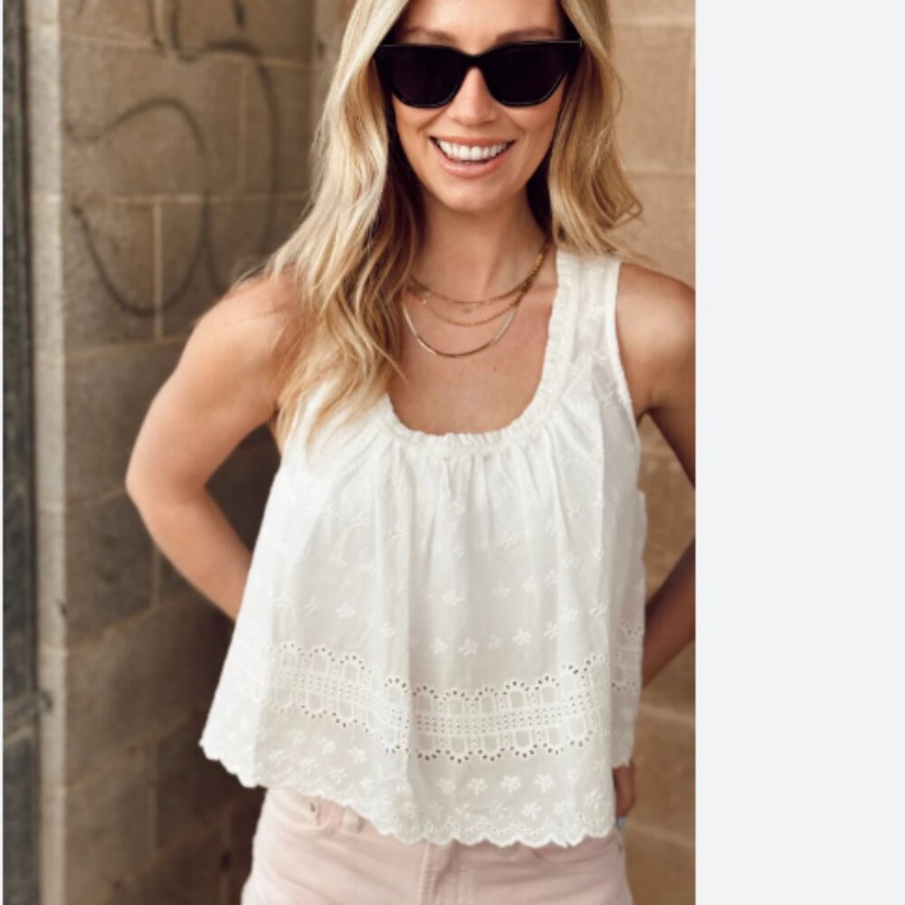new FREE PEOPLE Marina Eyelet Tank / Clean Ivory 257 2S7